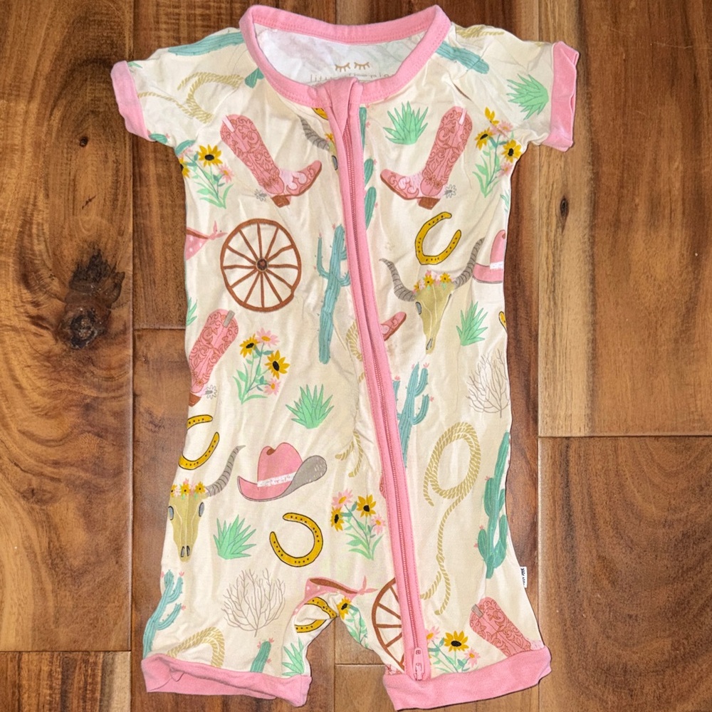 Little Sleepies Pink Ready To Rodeo Shorty Size 6/12 Months
